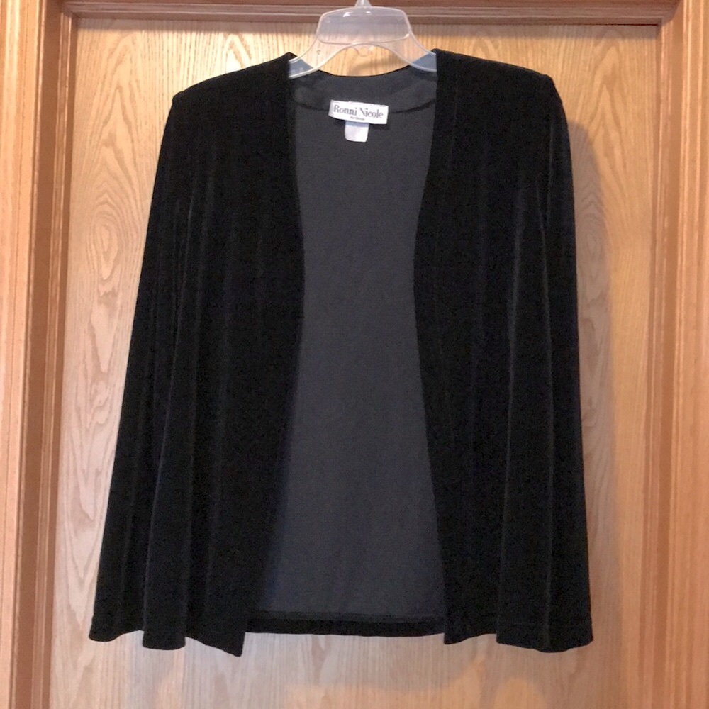 Vintage 1990s Medium Ronni Nicole Ouida dressy velvet open cardigan jacket USA